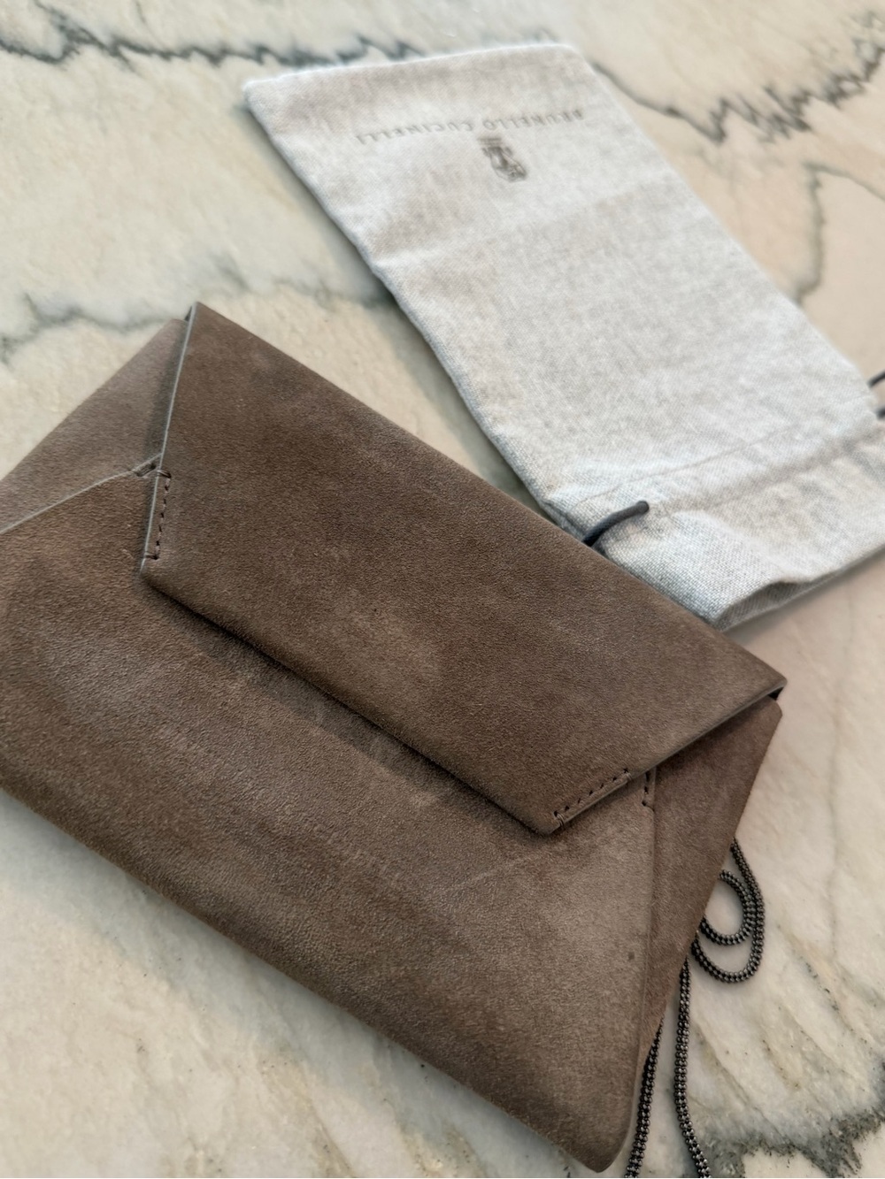 Brunello Cucinelli Gray Suede and Leather Tote - Picture 1 of 5